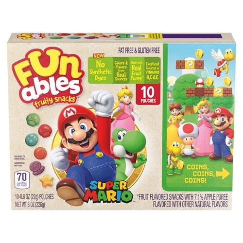 Image of Funables Super Mario Fruit Snacks, Assorted Fruit, 0.8 oz, 10 Ct