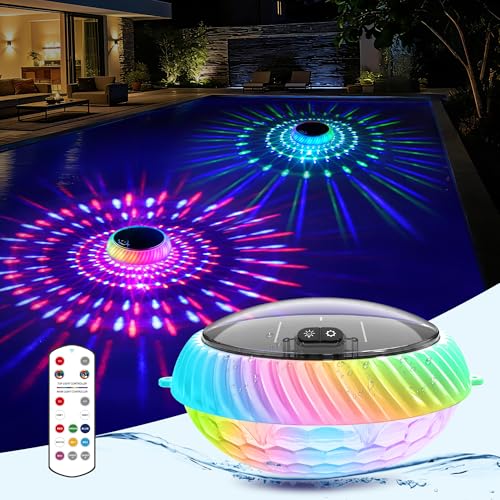 AearKing Lumière Piscine Flottante avec Télécommande, Lampe Piscine Solaire RGB Spectacle de...