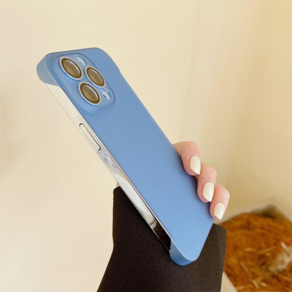 Coque iPhone 14 Plus transparent sans cadre verre bleu PC - 8