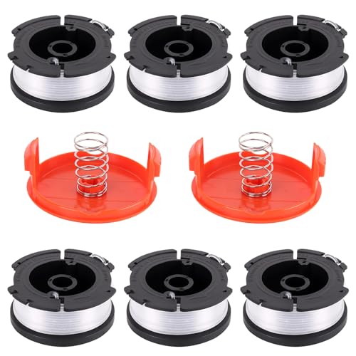 6 Pièces Bobine Fil Coupe Bordure Compatible avec Black et Decker Rotofil Blacke + 2 Couvercles +2 Ressort Bobine de Fil Debroussailleuse de Rechange Modèle...