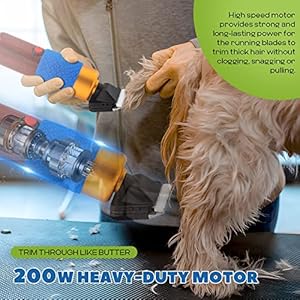 Pet Grooming Clippers 200W, Plug-in with 3m Power Cord & Stepless Speed Control, Low Noise < 50db, Heavy-Duty Dog Hair Trimmer Kit with Extra Detachable Blade & 2 Limit Combs of 4 Sizes