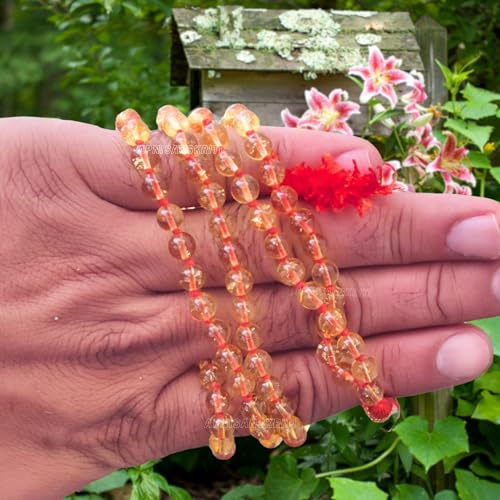 Image of Apnisanskriti Premium Citrine Stone Mala for Men and Women (6mm, AAA Quality, Lab Certified, 108+1) - Natural Stone Beads Mala - Yellow Colour - Pack of 1
