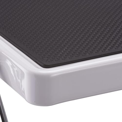 MSV Klapptritt ca. 49 x 49 x 45 cm, belastbar bis 150kg, 2 Stufen mit Anti-Rutsch-Matten (schwarz)