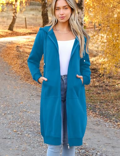 Zeagoo Women's Zip Up Hoodies Oversized Fleece Long Tunic Sweatshirts Casual Long Sleeve 2024 Fall Hoodie Jacket Coat