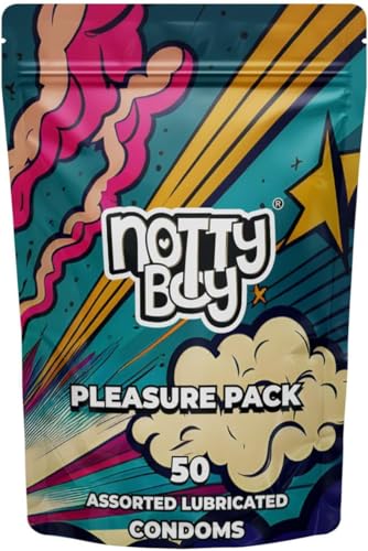 NottyBoy Condoms Pack Variety Combo - 4IN1 Ultra Ribbed Super Dotted Contoured Ultra Thin Snug Fit Extra Lubricated Raised Dots and Multi Flavoured Condom for Men (Pack of 50)