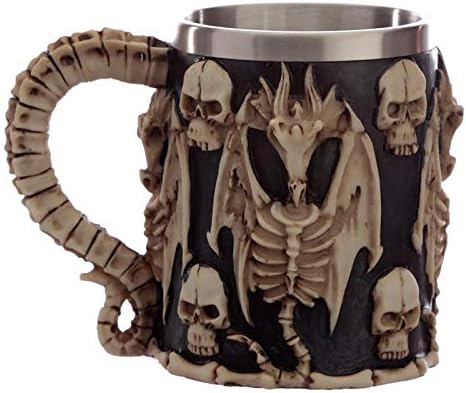 GIFT BRIT Decorative Skull and Dragon Tankard
