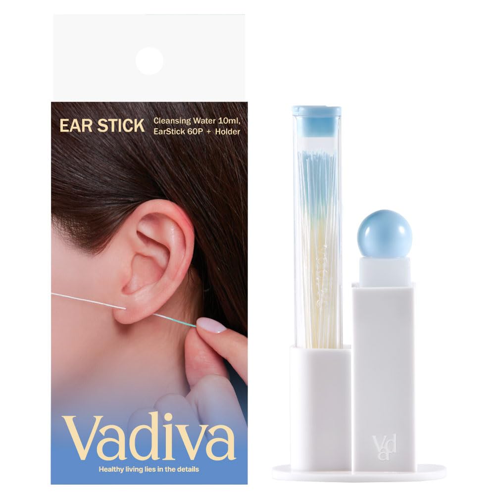 Vadiva Ear Stick Cleansing Water 10ml & Stick 50 Pcs, Ear Hole Cleaner, Ear Piercing Cleaner Floss, Disposable Piercing Cleaner Floss Ear Piercing Aftercare Tool