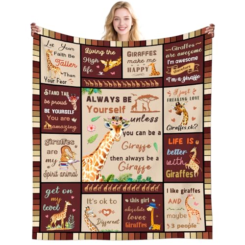DikoGoGo Giraffe Gifts for Women Cute Giraffes Throw Blanket Stuff Funny Animal Cute Giraffe Blanket Gifts for Adults Kids Adult Girls Boys Men Giraffes Lovers Birthday Gift Room Decor 50X40INCH