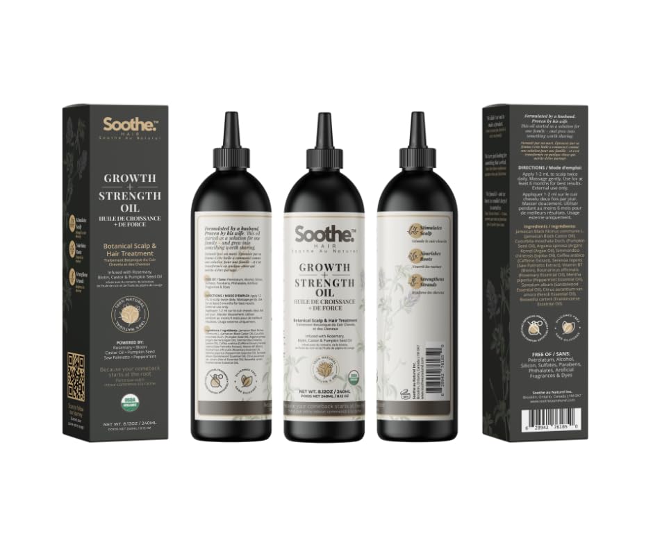 Miniatura 2 de Soothe au Naturel Aceite para el crecimiento del cabello  Infundido con romero, aceite de ricino, biotina, semilla de calabaza  Bloqueador de DHT