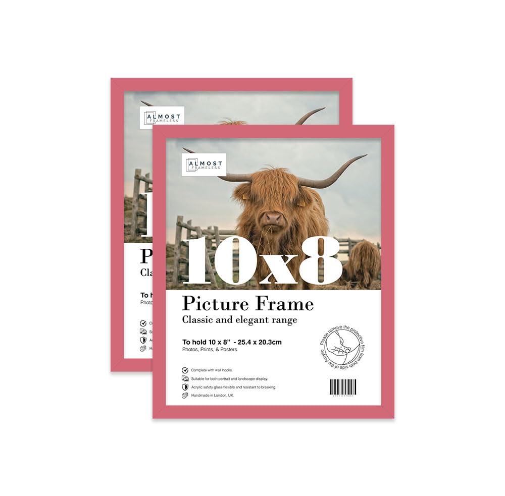 Almost Frameless 10x8 Pink Picture Frame Set of 2, Display 10x8 Picture Gallery Wall, Poster, Photo, Artwork, or Print, Yellow — image 1