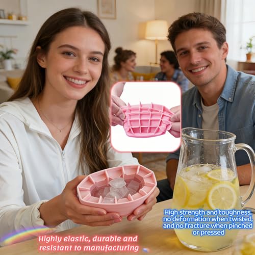 Bandeja de silicona para cubos de hielo 3D, 30 cubos rosa miniatura 6
