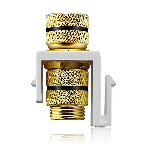 White Keystone Banana Jacks with Black & Red Rings Binding Post Audio Speaker (2-Pair/4 Pcs)