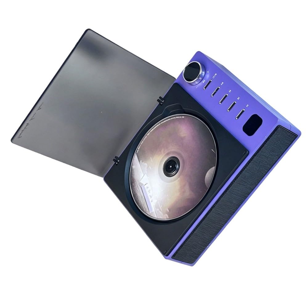 Reproductor de CD Personal de Escritorio Compacto y Retro con Altavoces Bluetooth Recargable para Regalo.
