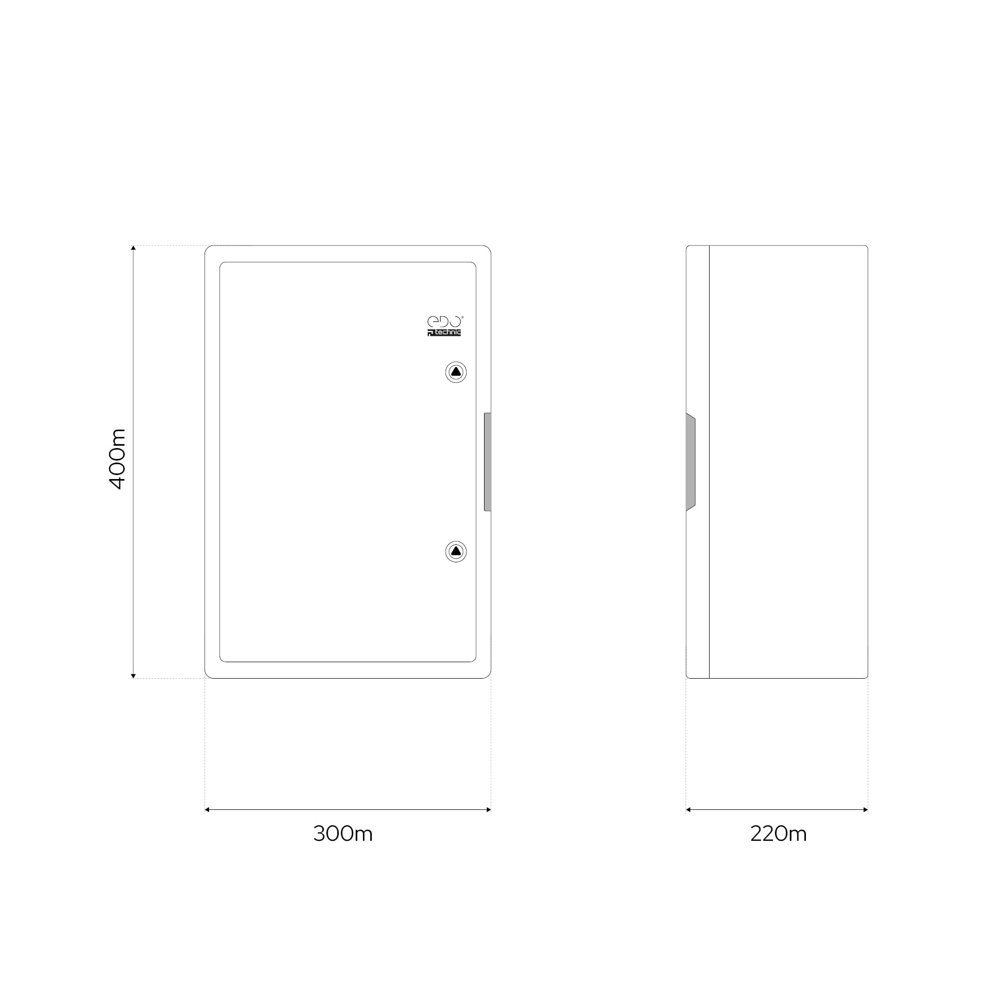 EDO Quadro Elettrico da Parete 300x400x220 mm IP65 Grigio - Scatola di Distribuzione in ABS con Piastra di Montaggio Zincata - Armadietto per Impianti Elettrici da Esterno e Interno