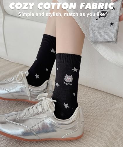 Image of IIG Women's Fashion Cute Cotton Socks Novelty Funny Above Ankle Crew Socks Holiday Gifts for Women 4 /5 Pairs
