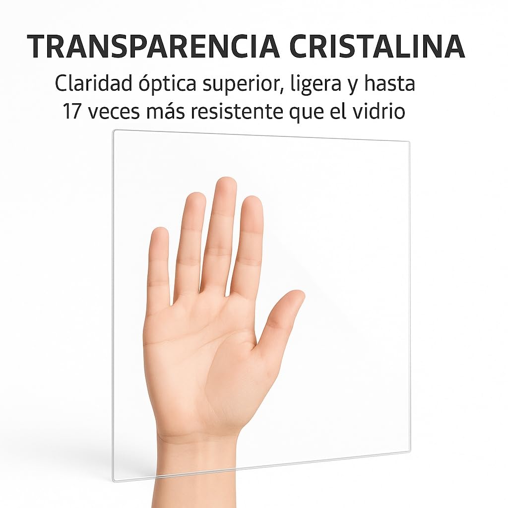 Planchas de Metacrilato Acrílico Transparente Cortadas a Medida – Láminas Resistentes con Cantos Pulidos Diamante – Todos los Grosores – Ideal para Mamparas, Mesas, Vitrinas (6mm, 140×60 cm)