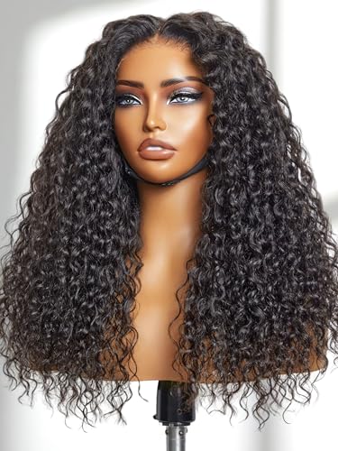 Image of LUVME HAIR All-Day Comfort Water Wave 5X5 Deep Wave Lace Front Wigs Human Hair Curly Hair glueless wigs human hair pre plucked pre cut long black wig lace closure wigs frontal wigs human hair
