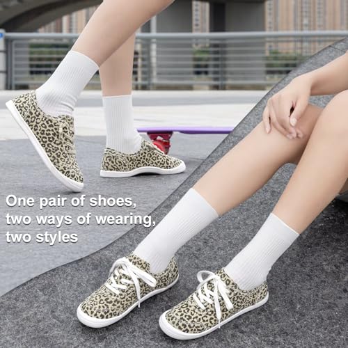 Image of ZYEN Arch Support Shoes for Women - Canvas Casual Sneakers Low Top, Orthopedic Walking Shoes Women, Non Slip Fashion Sneakers Outdoor 8830 Leopard 40