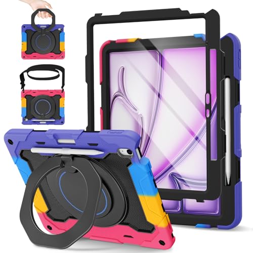 Coque iPad Air 13 M4 pour enfant étui antichoc avec poignée pour les trajets et l'école