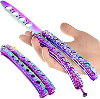 Grand Way Butterfly Trainer - Balisong Trainer - Practice Butterfly - Balisong Butterfly Knives NOT Real NOT Sharp Blade - Dull Trick Butterfly - Butter Fly Knife Training CSGO K08