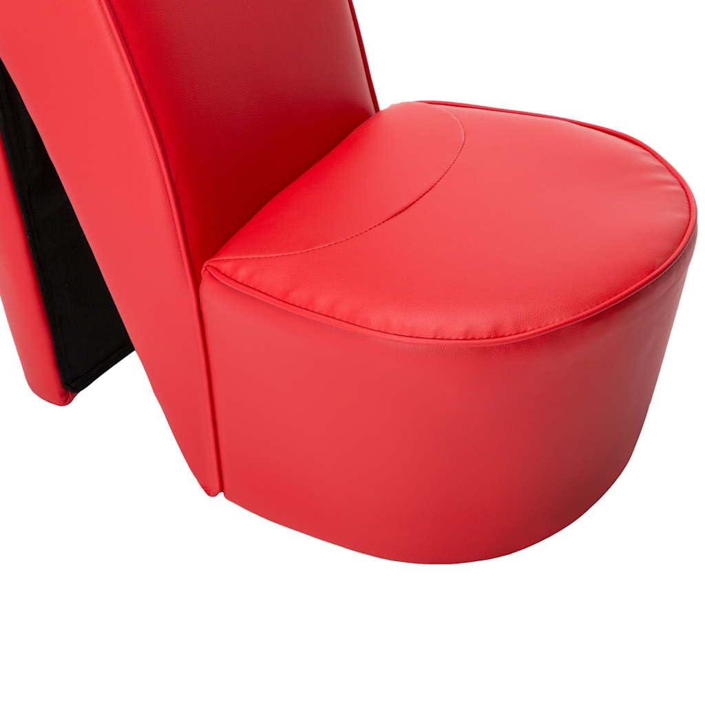 vidaXL Poltrona a Forma di Scarpa con Tacco Design Audace Moderna Comoda Imbottita Morbida Sedia Imbottita Arredo Casa in Similpelle Rossa