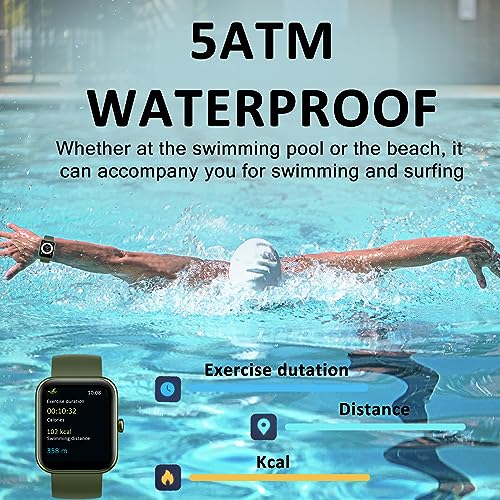 Vowtop Fitness Tracker for Men Women with Aluminum Alloy Frame, Alexa Built-in 1.69'' DIY Dial with Blood Oxygen & Heart Rate Monitor, 14 Sport Modes Smart Watch for Android iOS Phone, Olive Green - Image 5