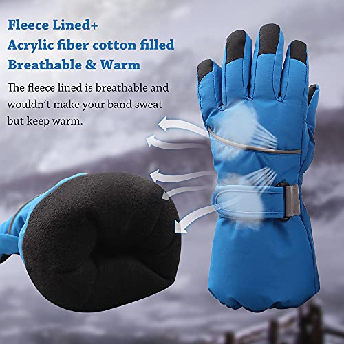 JANGANNSA Waterproof Children Ski Gloves Breathable Winter Mitten for Boys Girls Thinsulate Lined Kids Snowboard Glove 4-14Y3