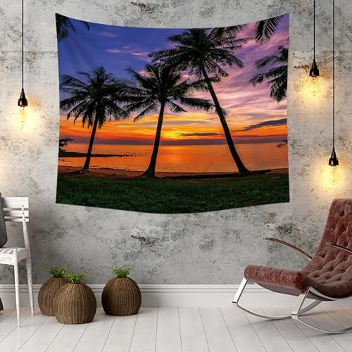 Tapiz de pared paisaje 150x150: transforma tu salón con un atardecer en la playa 3