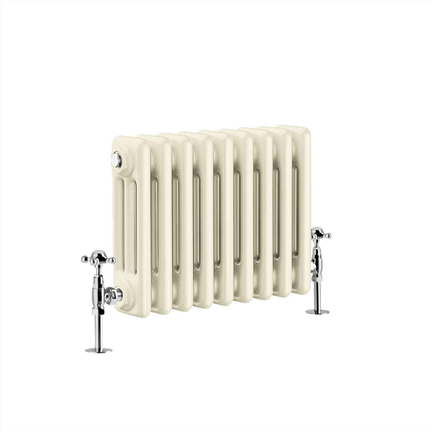 G-Rad Cream Triple Column Horizontal Cast Iron Radiator - (H) 300 x (W) 420mm - Modern Contemporary High-Output Heavy Duty Radiator - Wall Mounted Central Heating for Home Décor Living Dining Bedroom