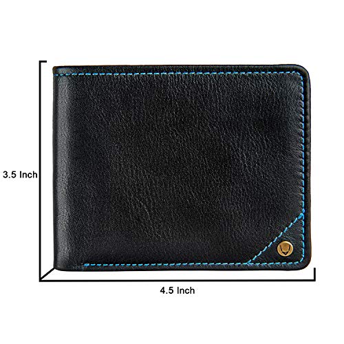 Hidesign Angle Stitch Vegetable Tanned Leather Men's Slim Bifold Wallet with RFID Shielding Technology & 8 Card Slots - Size (L x H - 4.5 x 3.5 inches), Black2