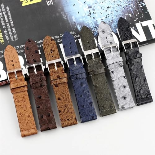 Bracelet véritable autruche café 19mm pour remplacer votre sangle