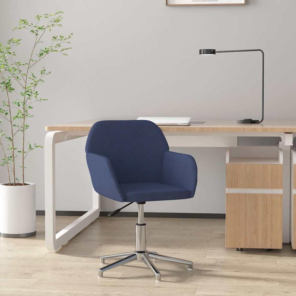 Krzesło biurowe obrotowe, niebieskie, z podłokietnikami i oparciem, regulacja wysokości, krzesło obrotowe o 360 stopni, ergonomiczne krzesło do biurka z tapicerką