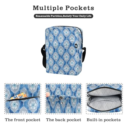 messenger bag for women crossbody Small Crossbody Bags Shoulder Handbag For Travel Adjustable Strap for Casual Casual- Porcelain Blue Flowers2