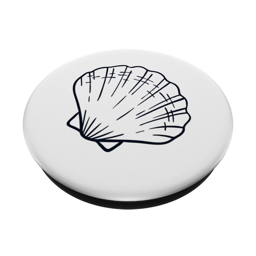 Logo Emblem Shell Shelling Bag Bivalvia Seashell Collecting PopSockets Swappable PopGrip, Black - Image 2