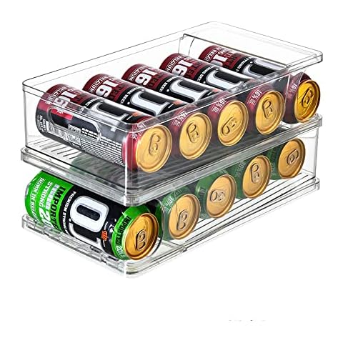 Xicennego 2-Tier Large Stackable Soda Can Organizer for Refrigerator - For Tall Cans of 500ml/17oz - Fridge Can Organizer Dispenser, Beverage Can Holder for Refrigerator, Pantry, Cupboard Cover