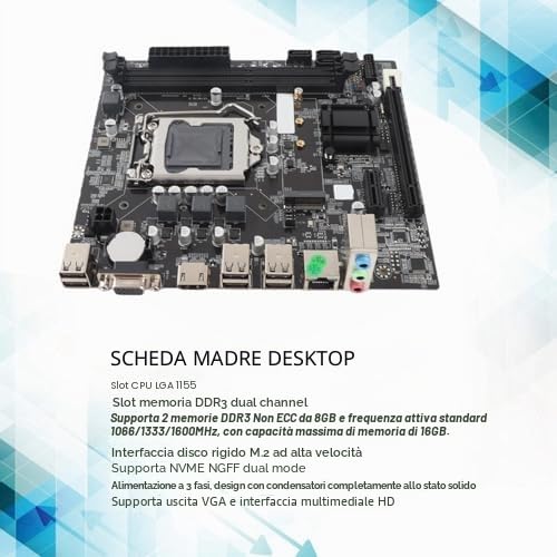 Scheda Madre Desktop Scheda Madre ATX per Presa LGA 1155 I3 I5 I7 DDR3 M.2 NVMe NGFF 6 USB2.0 100 Mbps LAN per Elaborazione e Giochi Ad Alte Prestazioni