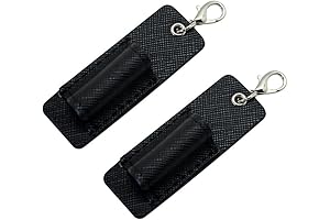 Leather Lanyard Pen Holder Duo for Badge or Neck Lanyard (Black)
