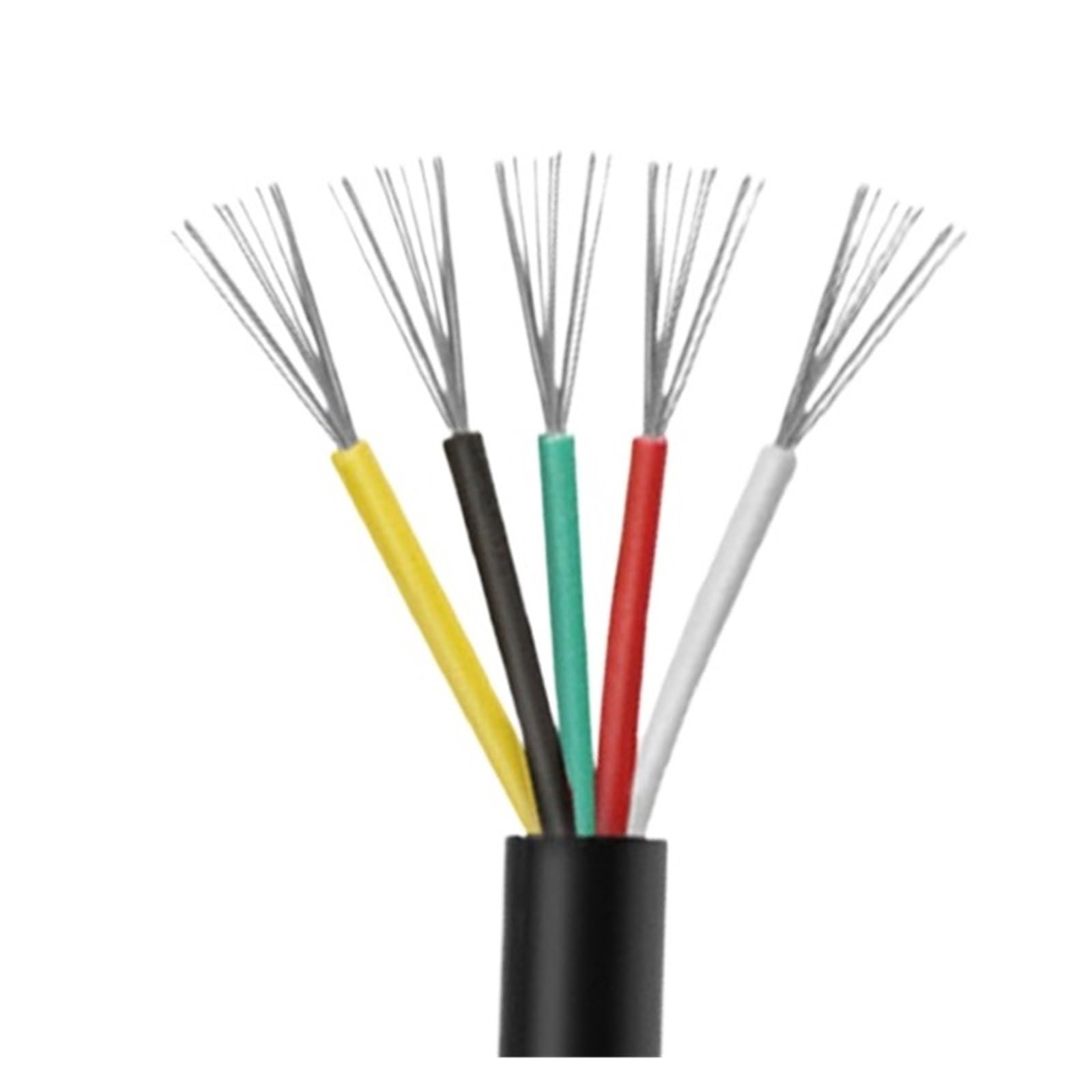 Kabel płaszczowy 4-6 m Miedziany ocynowany drut elektroniczny Przewody elektryczne z PVC Izolacja przedłużacza elektrycznego Czarny drut(UL2464-5C 5m,24 AWG)