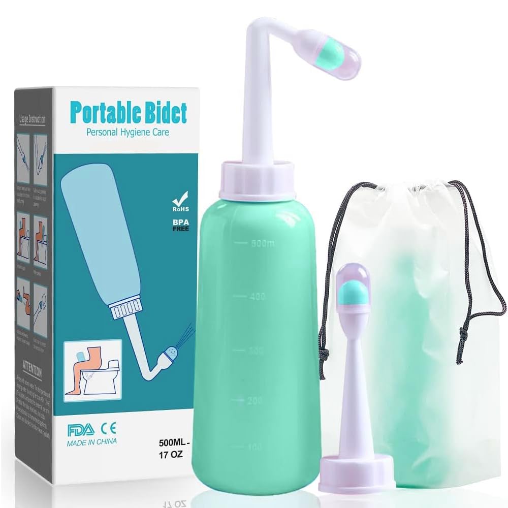 Postpartum Perineal Wash Bottle Portable Bidet -500ml,Women Peri Recovery Postpartum Care After Birth Postpartum Clean New Mum Maternity Essentials,for Travling Outdoor (Green, 17 oz)