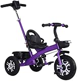 Triciclo Plegable Triciclo Triciclo para niños Triciclos para niños Coches de Pedales Triciclo para niños con manija de Empuje extraíble y Alargada para Padres para niños de 1 a 6 años Pedal