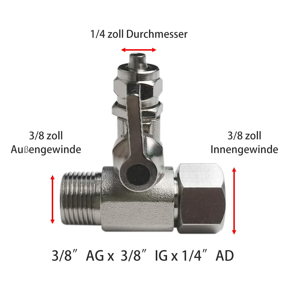 Wasserzulaufleitung Universal Anschluss-Set mit T Stück für Wasserrohr, drücken, Kühlschrankschlauch, 10M 1/4 Zoll (6.35mm) Schlauch, I+T+L Schnellsteckverbinder,Anschlussstück,Absperrventil