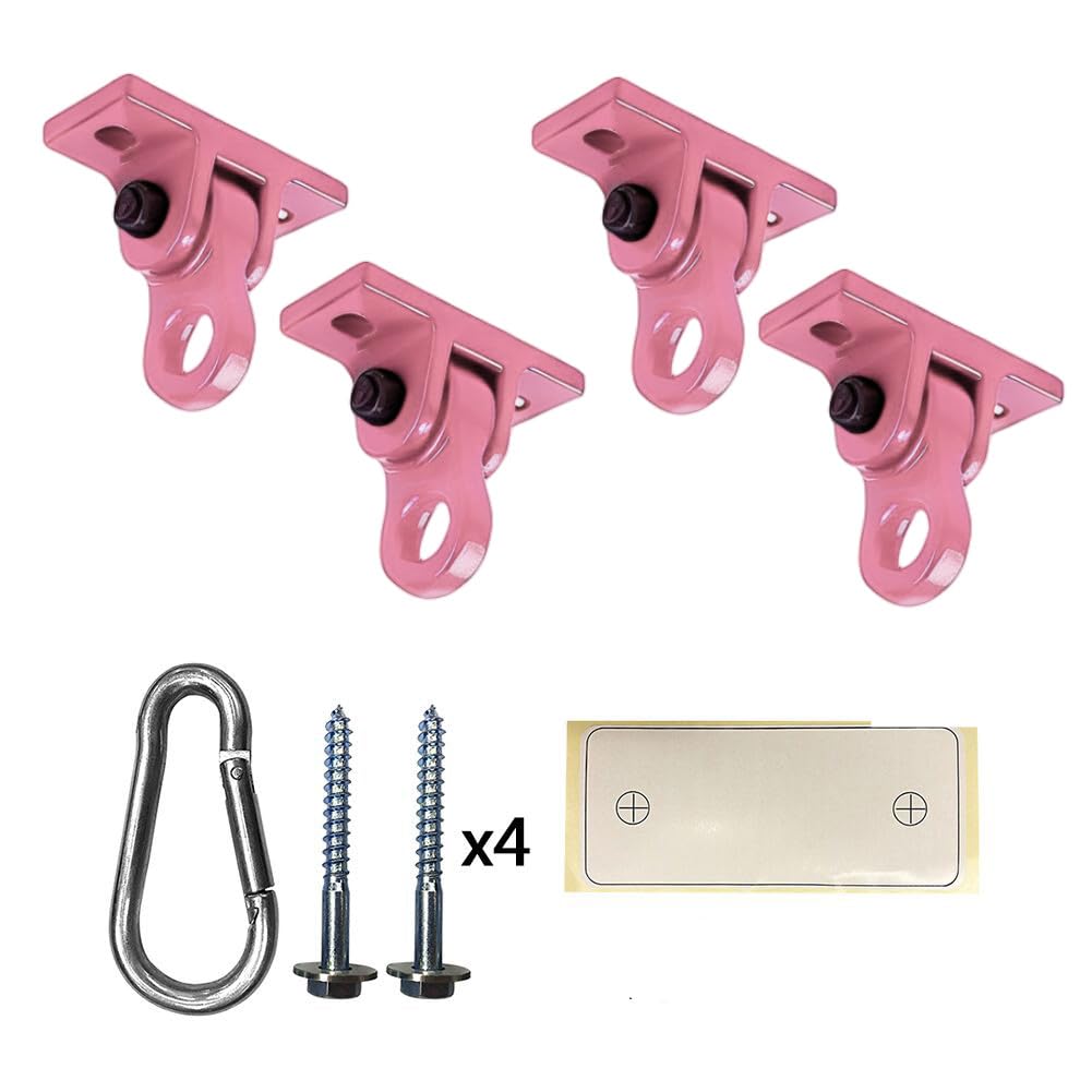 ABUSA Heavy Duty Pink Swing Hangers Screws Bolts Included Over 5000 lb Capacity Playground Porch Yoga Seat Trapeze Wooden Sets Indoor Outdoor (4 Pack)