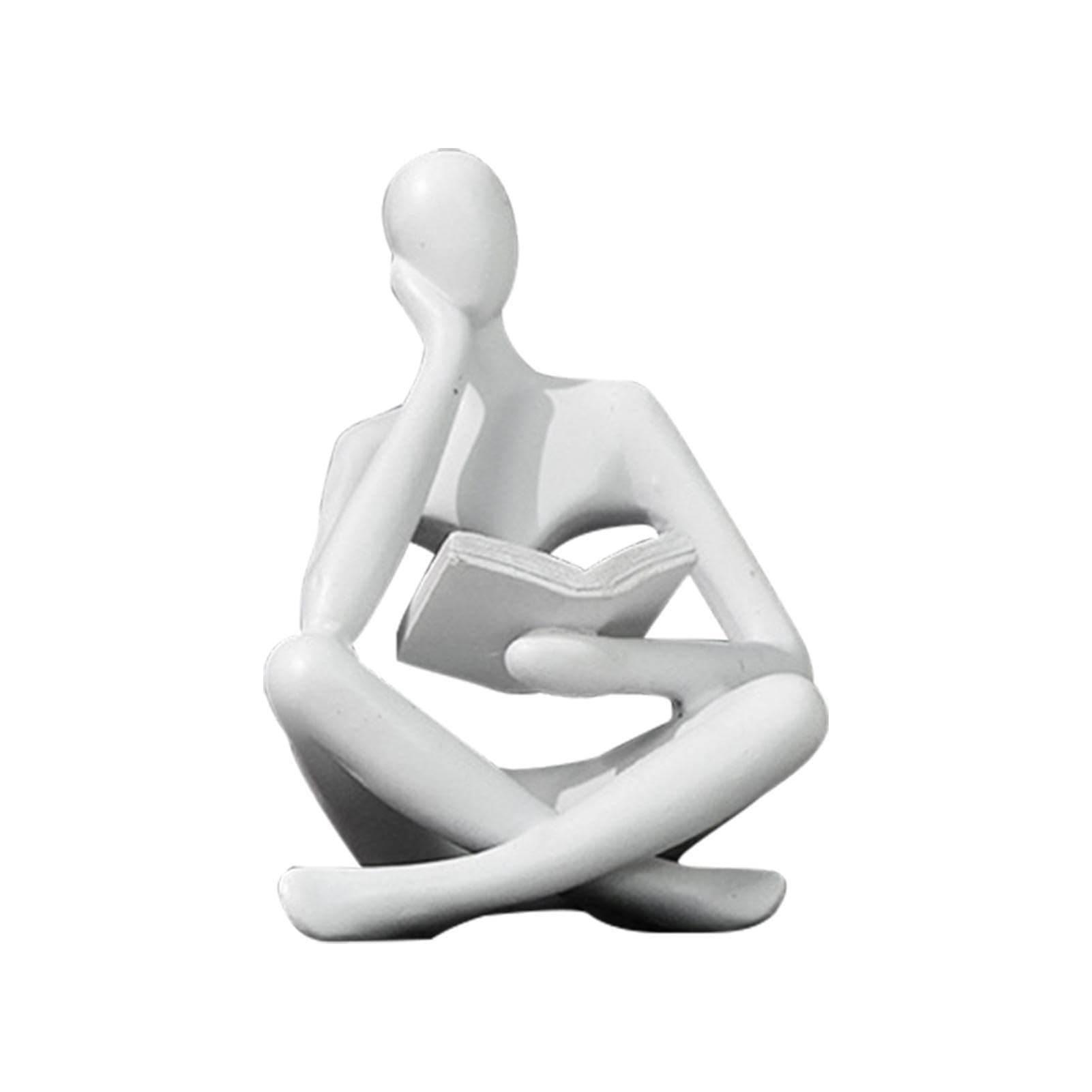 Anulely Reading Man Thinker Statue,Aesthetic Sculpture Room Décor | Golden Figurine Reading Book, Modern Home Decor For Living Room Bookshelf Shelf