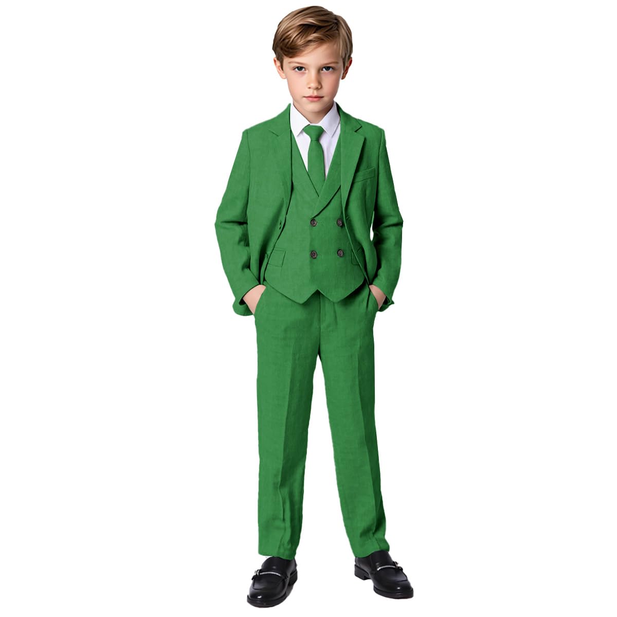 Set da 3 pezzi da ragazzo con giacca da smoking e pantaloni, per bambini, anello nuziale, per feste