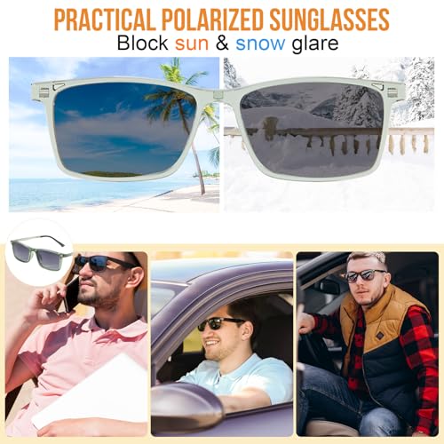 Image of Blue Light Blocking Glasses Men with Polarized Sunglasses Clip for Driving, Computer Glasses Reduce Eyestrain