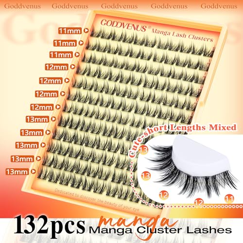 Image of Manga Lash Clusters Wispy Natural Cluster Eyelash Extensions with Widespan Design Anime Eyelash Clusters (11-13mm Mixed)