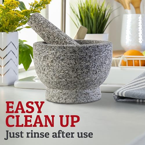 PriorityChef Mortar and Pestle Set, Heavy Duty Natural Granite, Make Fresh Guacamole at Home, Solid Stone Grinder Bowl, Herb Crusher, Spice Grinder, 1.5 Cup Size, Unpolished Grey - Image 6