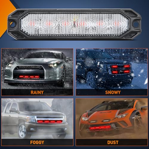 Image of Nilight 6LED Emergency Strobe Lights 4PCS Red