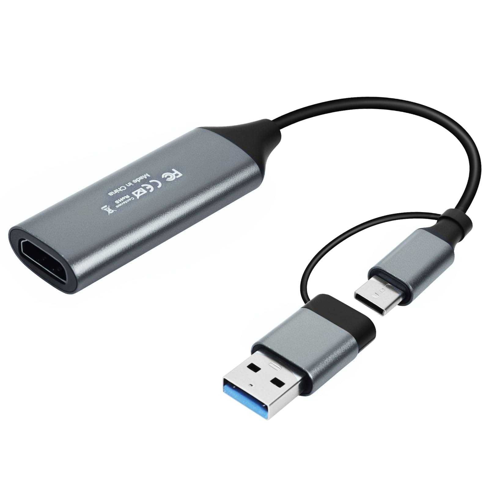 Karta przechwytywania wideo, karta przechwytywania audio USB 3.0 HDMI na USB C, przechwytywanie 4K 1080p 60 FPS z adapterem typu C