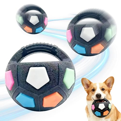 The Mellow Dog Calming Ball with Handle Mellow Dog Calming Ball Squeaky Floating Rubber Balls Interactive Balls for Dogs Playing Water Play Training & Outdoor Games (Black)